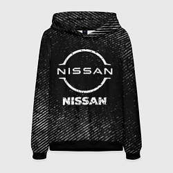 Толстовка-худи мужская Nissan с потертостями на темном фоне, цвет: 3D-черный