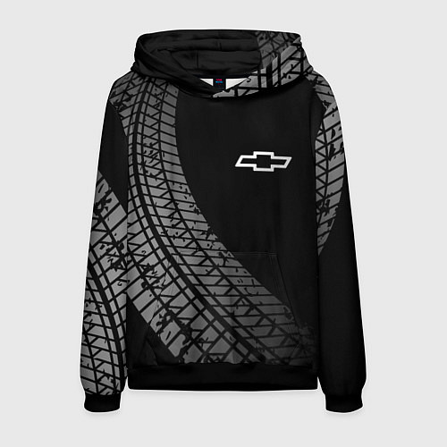Мужская толстовка Chevrolet tire tracks / 3D-Черный – фото 1