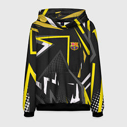 Толстовка-худи мужская ФК Барселона эмблема, цвет: 3D-черный