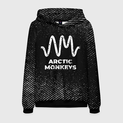 Мужская толстовка Arctic Monkeys с потертостями на темном фоне / 3D-Черный – фото 1