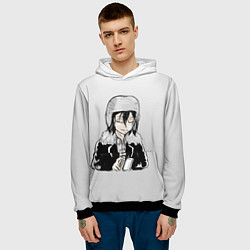 Толстовка-худи мужская Достоевский и чашка кофе, цвет: 3D-черный — фото 2