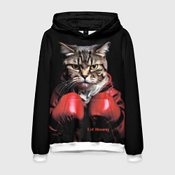 Толстовка-худи мужская Cat boxing, цвет: 3D-белый