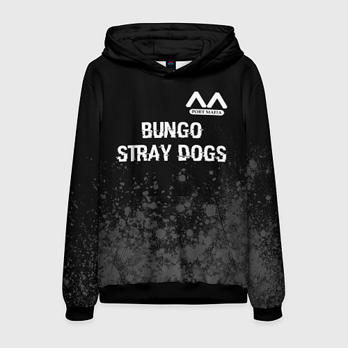 Мужская толстовка Bungo Stray Dogs glitch на темном фоне: символ све / 3D-Черный – фото 1