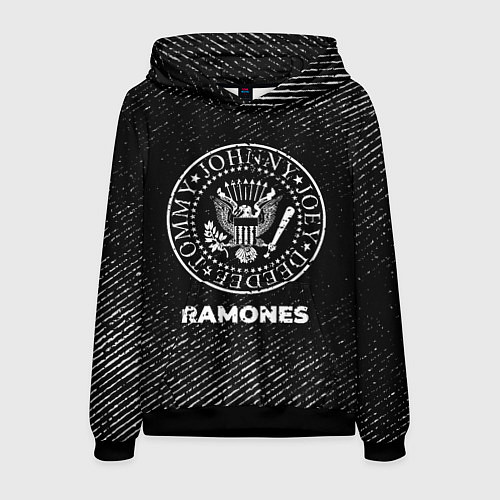 Мужская толстовка Ramones с потертостями на темном фоне / 3D-Черный – фото 1