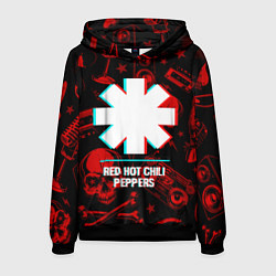 Толстовка-худи мужская Red Hot Chili Peppers rock glitch, цвет: 3D-черный