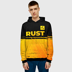 Толстовка-худи мужская Rust - gold gradient: символ сверху, цвет: 3D-черный — фото 2