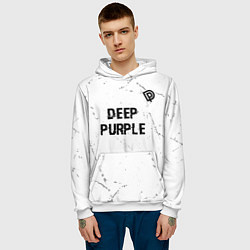 Толстовка-худи мужская Deep Purple glitch на светлом фоне: символ сверху, цвет: 3D-белый — фото 2