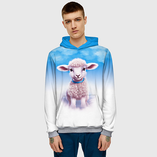 Мужская толстовка Ягнёнок / 3D-Меланж – фото 3