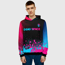 Толстовка-худи мужская Dead Space - neon gradient: символ сверху, цвет: 3D-черный — фото 2