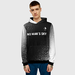 Толстовка-худи мужская No Mans Sky glitch на темном фоне: символ сверху, цвет: 3D-черный — фото 2
