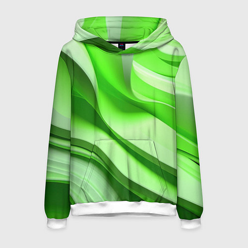 Мужская толстовка Светлые зеленые волны / 3D-Белый – фото 1