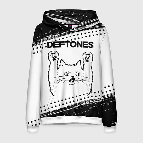 Мужская толстовка Deftones рок кот на светлом фоне / 3D-Белый – фото 1