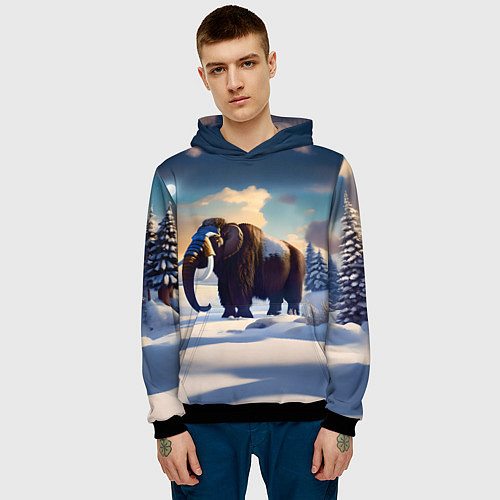 Мужская толстовка Шерстистый мамонт / 3D-Черный – фото 3