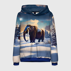 Толстовка-худи мужская Шерстистый мамонт, цвет: 3D-синий