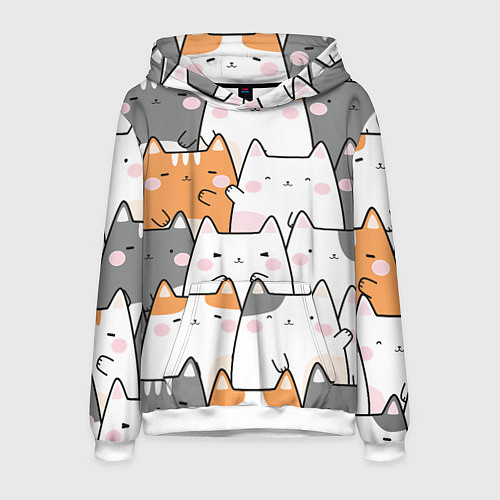 Мужская толстовка Семья котиков / 3D-Белый – фото 1