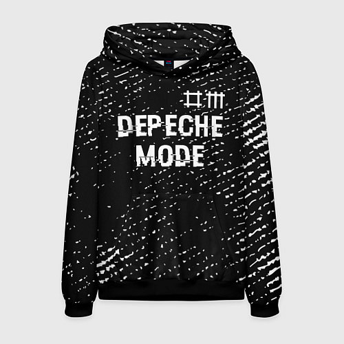 Мужская толстовка Depeche Mode glitch на темном фоне: символ сверху / 3D-Черный – фото 1