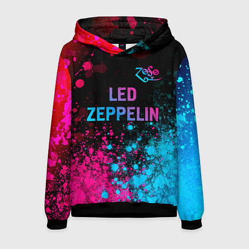 Мужская толстовка Led Zeppelin - neon gradient: символ сверху / 3D-Черный – фото 1