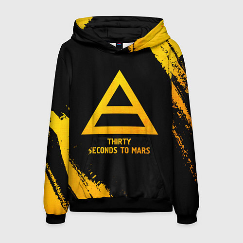 Мужская толстовка Thirty Seconds to Mars - gold gradient / 3D-Черный – фото 1