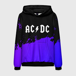 Толстовка-худи мужская AC DC purple grunge, цвет: 3D-черный