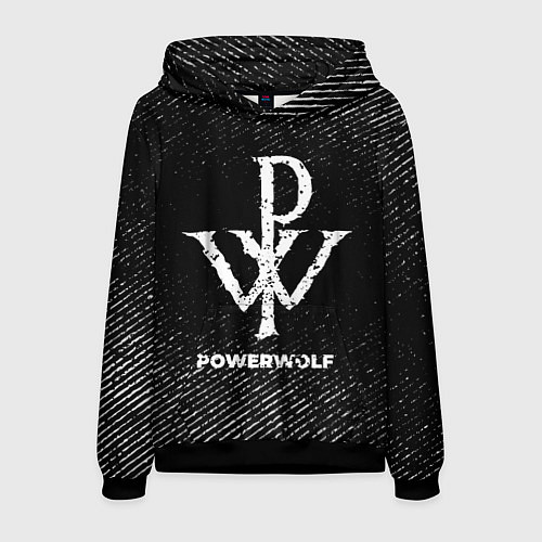 Мужская толстовка Powerwolf с потертостями на темном фоне / 3D-Черный – фото 1