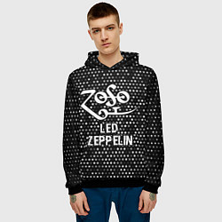 Толстовка-худи мужская Led Zeppelin glitch на темном фоне, цвет: 3D-черный — фото 2