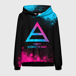 Толстовка-худи мужская Thirty Seconds to Mars - neon gradient, цвет: 3D-черный