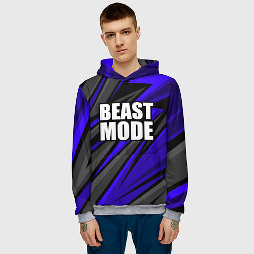 Мужская толстовка Beast mode - синяя униформа / 3D-Меланж – фото 3