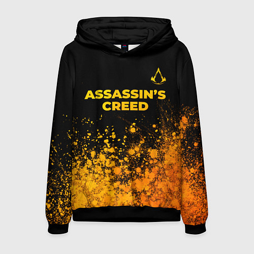 Мужская толстовка Assassins Creed - gold gradient: символ сверху / 3D-Черный – фото 1