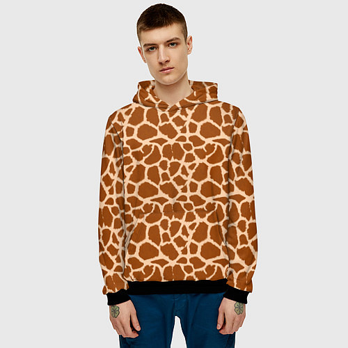 Мужская толстовка Шкура Жирафа - Giraffe / 3D-Черный – фото 3