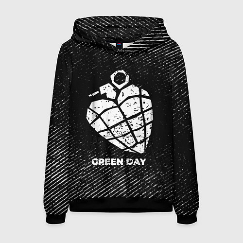 Мужская толстовка Green Day с потертостями на темном фоне / 3D-Черный – фото 1