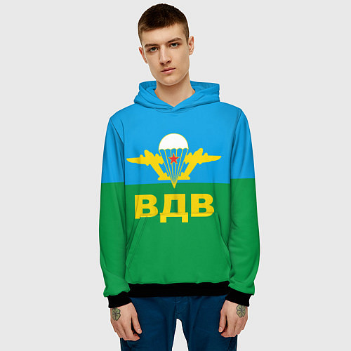 Мужская толстовка ВДВ - символика / 3D-Черный – фото 3