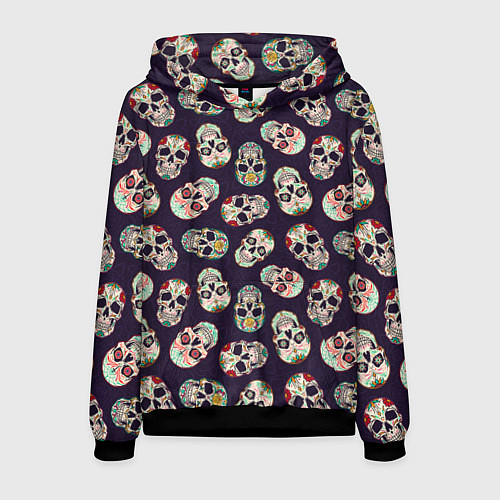 Мужская толстовка Узор с черепами Pattern with skulls / 3D-Черный – фото 1