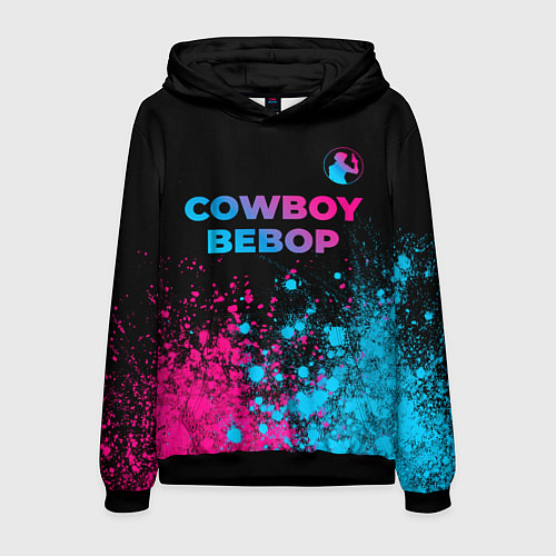 Мужская толстовка Cowboy Bebop - neon gradient: символ сверху / 3D-Черный – фото 1