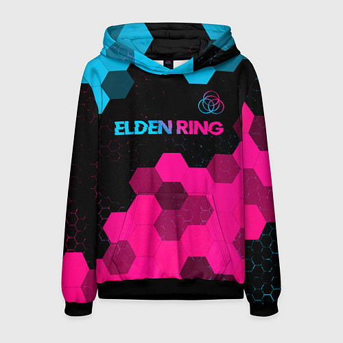 Мужская толстовка Elden Ring - neon gradient: символ сверху / 3D-Черный – фото 1