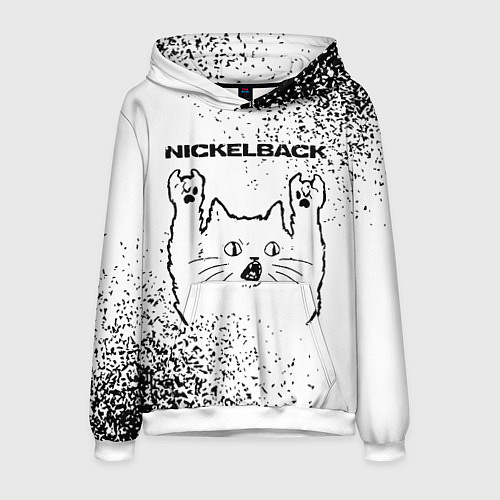Мужская толстовка Nickelback рок кот на светлом фоне / 3D-Белый – фото 1