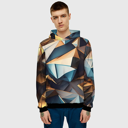 Мужская толстовка Геометрический принт от нейросети / 3D-Черный – фото 3