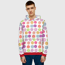 Толстовка-худи мужская Цветные кружочки, цвет: 3D-красный — фото 2