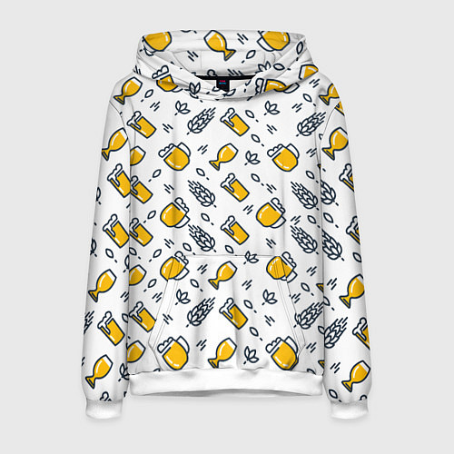 Мужская толстовка Пиво пенное / 3D-Белый – фото 1