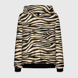 Толстовка-худи мужская Шкура зебры и белого тигра, цвет: 3D-черный
