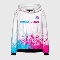 Толстовка-худи мужская Brawl Stars neon gradient style: символ сверху, цвет: 3D-черный