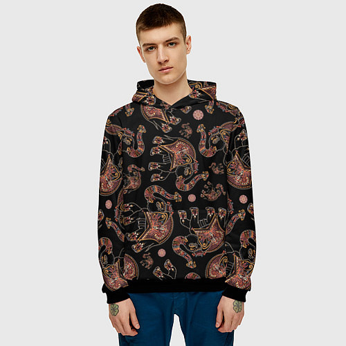 Мужская толстовка Слон индийский / 3D-Черный – фото 3