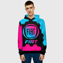 Толстовка-худи мужская Fiat - neon gradient, цвет: 3D-черный — фото 2