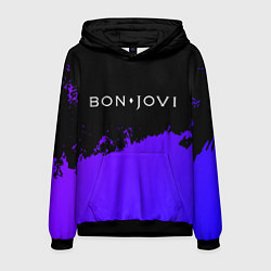 Толстовка-худи мужская Bon Jovi purple grunge, цвет: 3D-черный