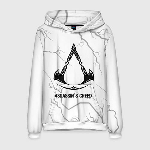 Мужская толстовка Assassins Creed glitch на светлом фоне / 3D-Белый – фото 1