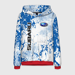 Толстовка-худи мужская Subaru blue logo, цвет: 3D-красный