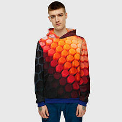 Толстовка-худи мужская Hexagon orange, цвет: 3D-синий — фото 2