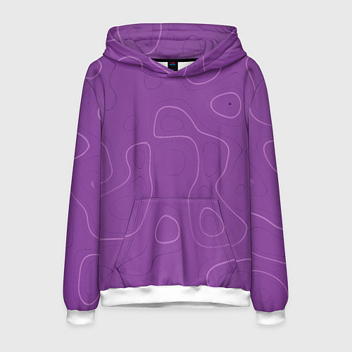 Мужская толстовка Объемные разводы - яркий фиолетовый - узор Хуф и С / 3D-Белый – фото 1
