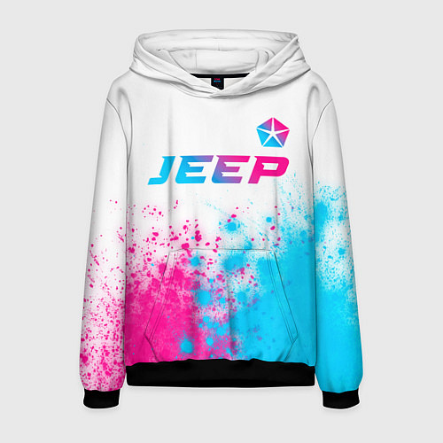 Мужская толстовка Jeep neon gradient style: символ сверху / 3D-Черный – фото 1