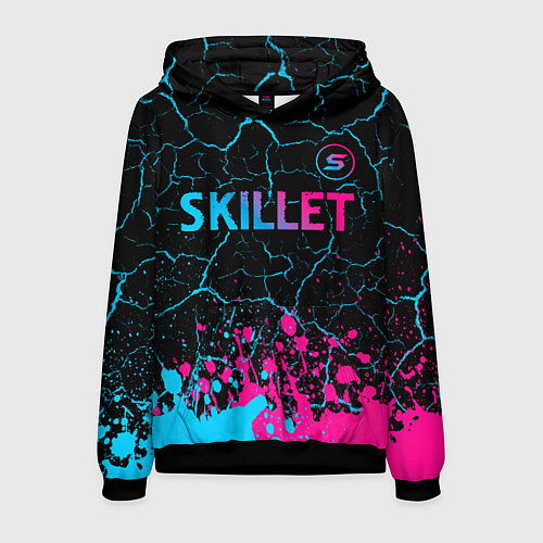 Мужская толстовка Skillet - neon gradient: символ сверху / 3D-Черный – фото 1