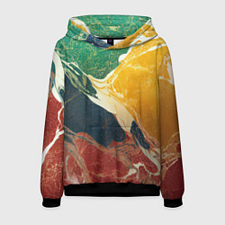 Толстовка-худи мужская Мраморная радуга, цвет: 3D-черный